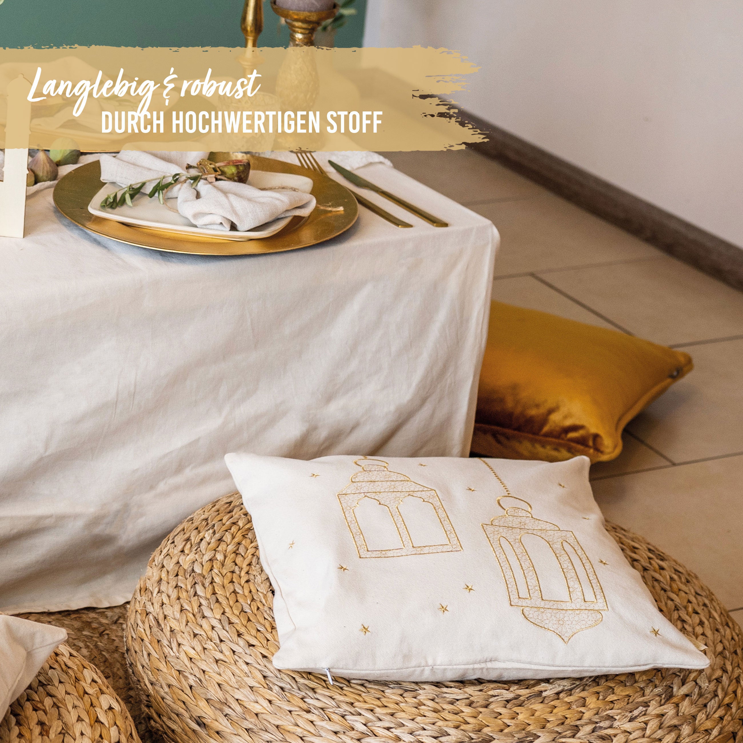 Ramadan Kissen goldene Laternen – Set 2