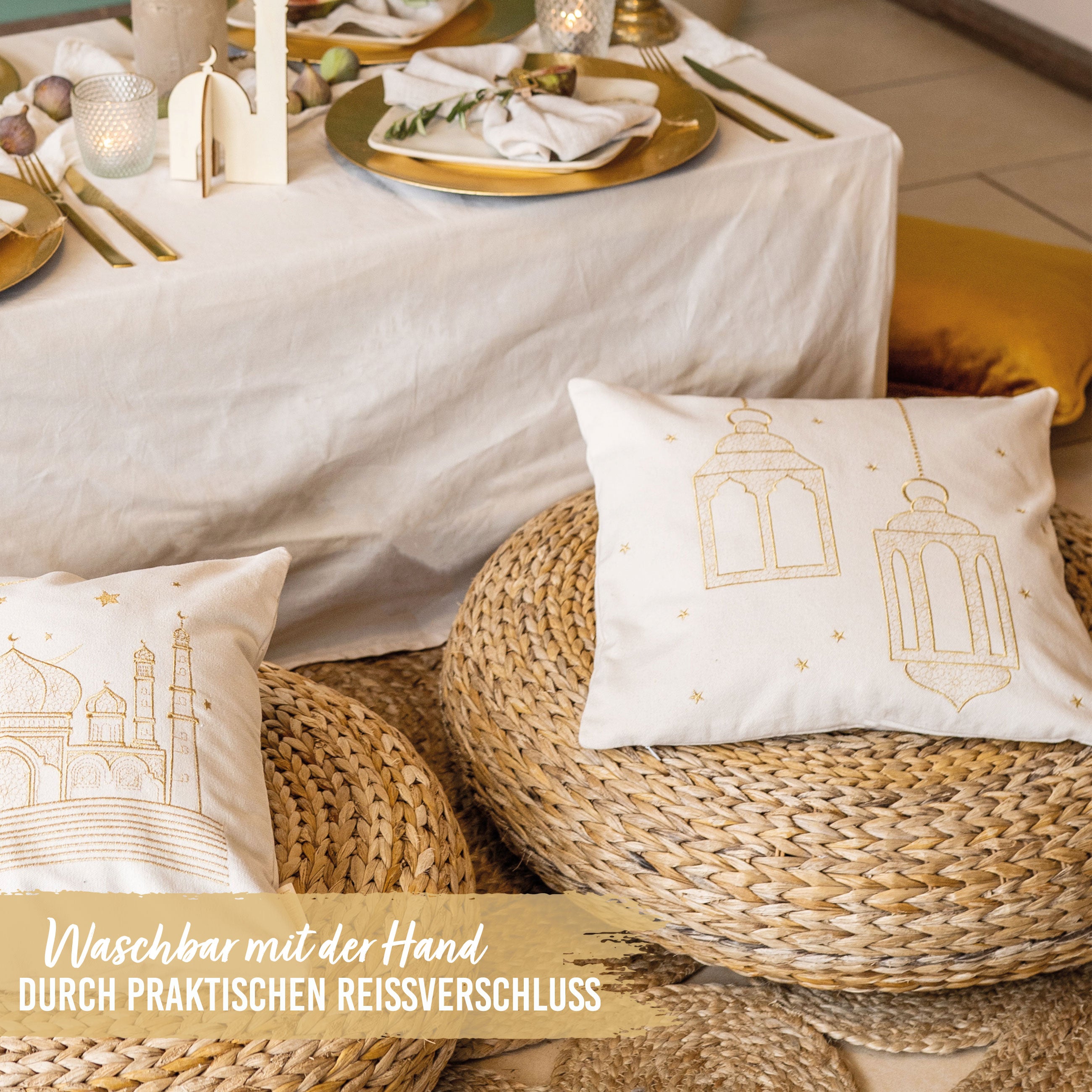 Ramadan Kissen goldene Laternen – Set 2